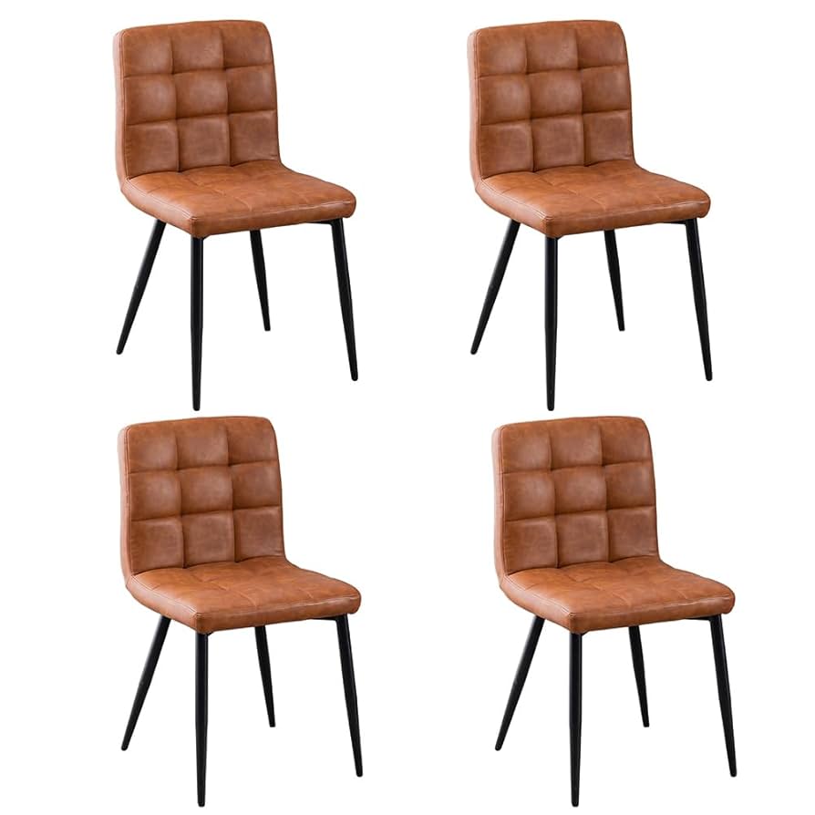 ブラウンレザー風ダイニングチェア4点セット BTM ダイニングチェア 4脚セット レザー 椅子 食卓椅子